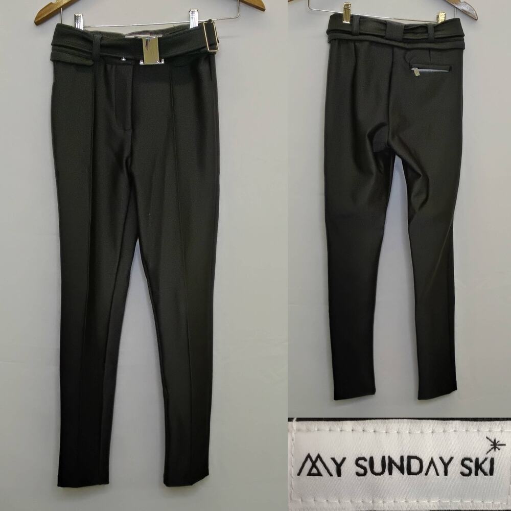 My Sunday Softshell Ski Pants Women's XS (25" Waist) Black Belted Shiny #J5582
